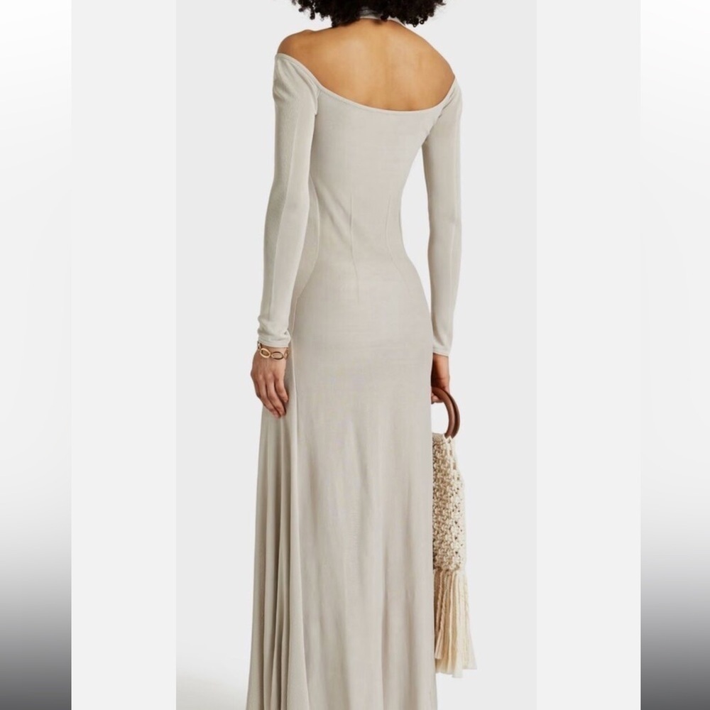 Jacquemus Lagoa Cold-Shoulder Knit Halter Maxi Dress Cream Size 36 / US 4 NWT - Picture 2 of 8